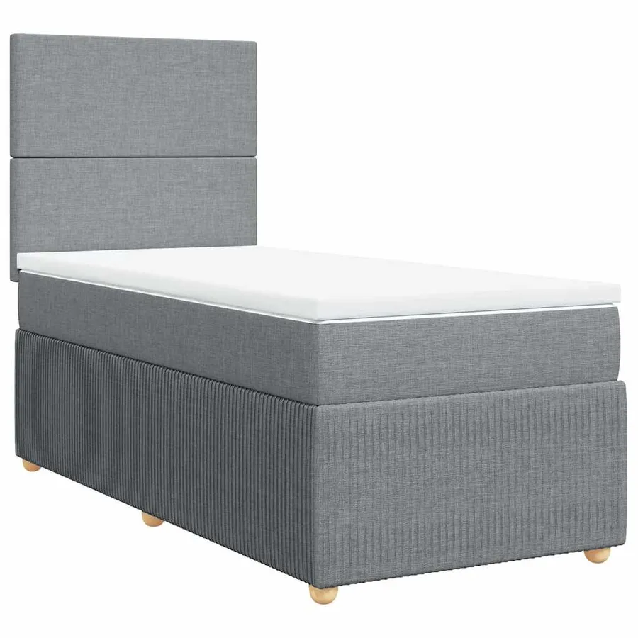 Sommier à lattes de lit et matelas Gris clair 90x190 cm Tissu - 3