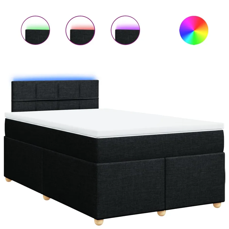 Sommier à lattes de lit avec matelas Noir 120x200 cm Tissu - 2