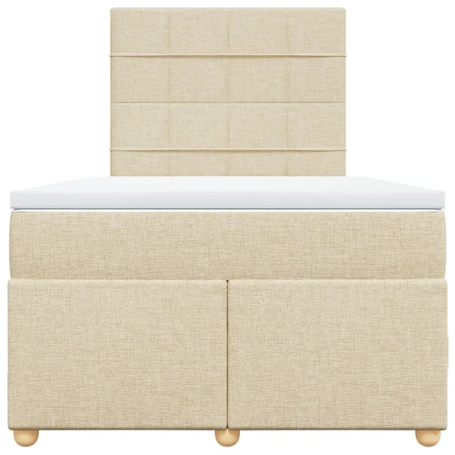 Sommier à lattes de lit avec matelas crème 120x190 cm tissu - 4