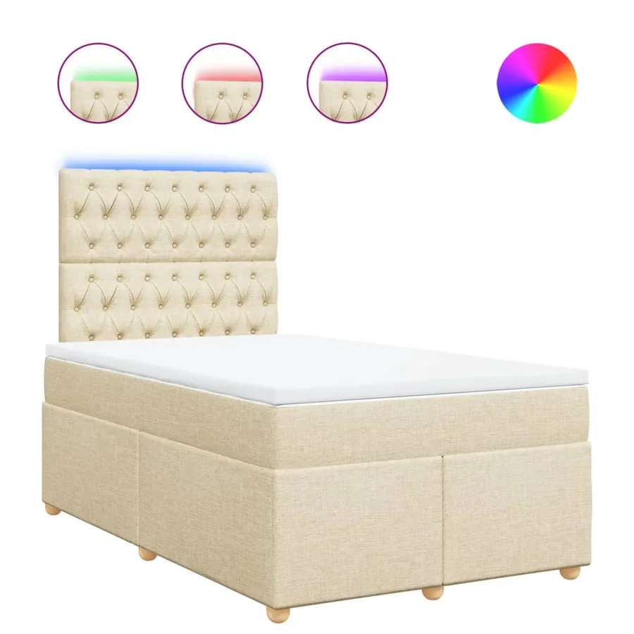 Sommier à lattes de lit avec matelas crème 120x190 cm tissu - 2