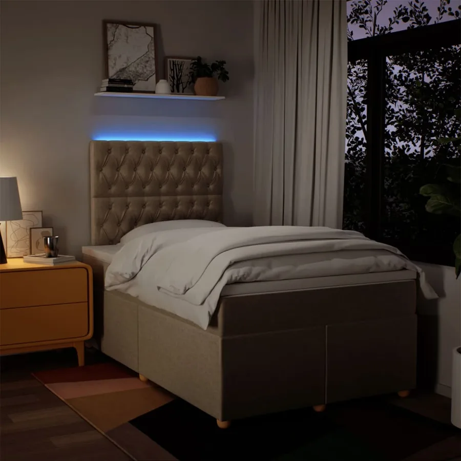 Sommier à lattes de lit avec matelas crème 120x190 cm tissu - 4