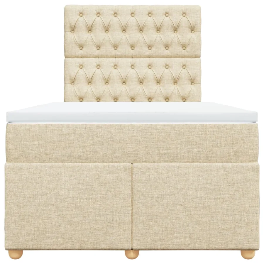 Sommier à lattes de lit avec matelas crème 120x190 cm tissu - 6