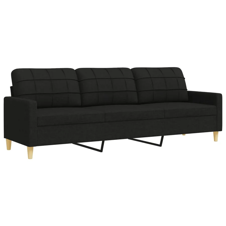 Ensemble de canapés 3 pcs avec coussins décoratifs noir tissu - 6