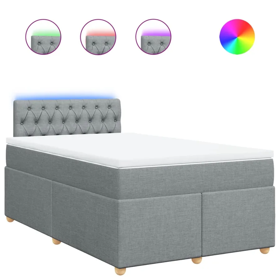 Sommier à lattes de lit avec matelas Gris clair 120x200cm Tissu - 2