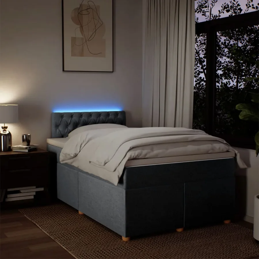 Sommier à lattes de lit avec matelas Gris clair 120x200cm Tissu - 5
