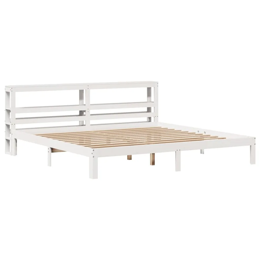 Cadre de lit avec tête de lit sans matelas blanc 200x200 cm - 3