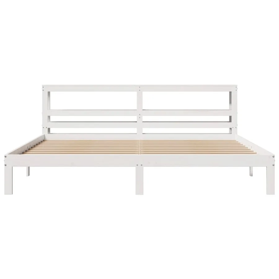 Cadre de lit avec tête de lit sans matelas blanc 200x200 cm - 4