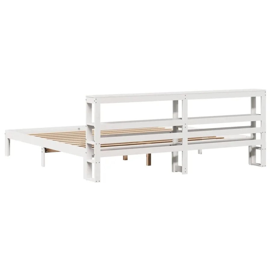 Cadre de lit avec tête de lit sans matelas blanc 200x200 cm - 6