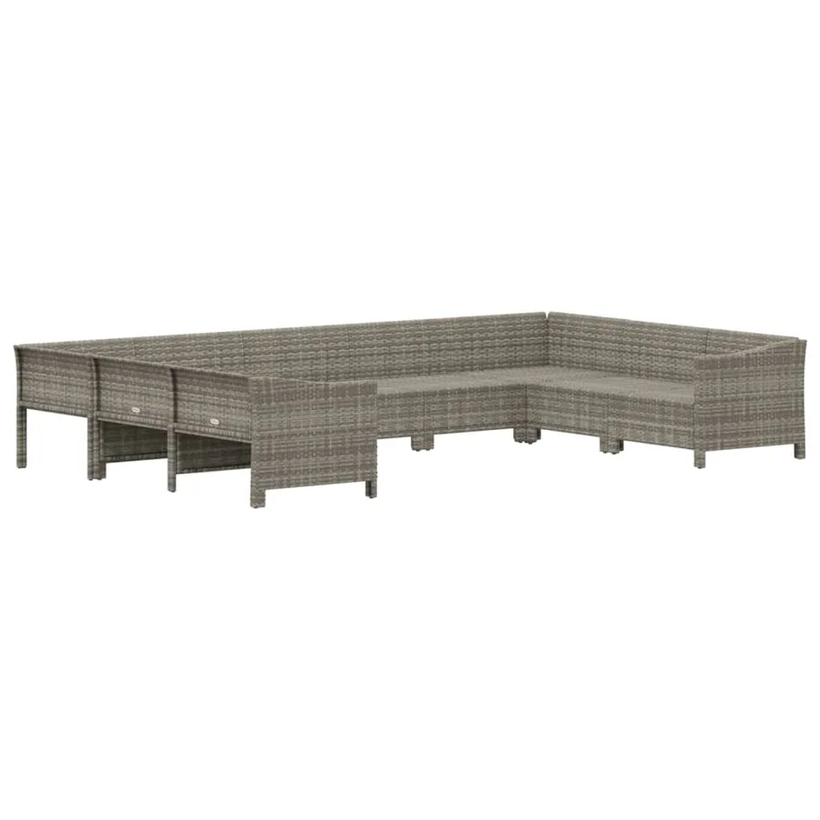Salon de jardin 9 pcs avec coussins Gris Résine tressée - 4