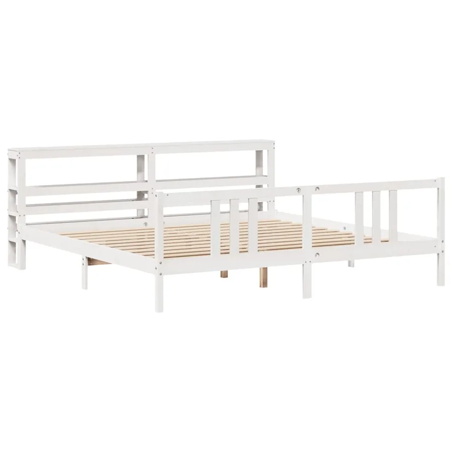 Cadre de lit avec tête de lit sans matelas blanc 200x200 cm - 3