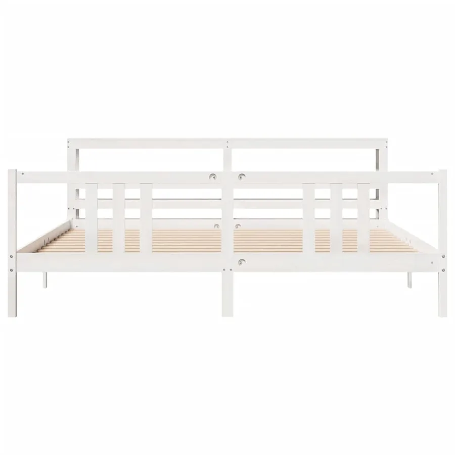 Cadre de lit avec tête de lit sans matelas blanc 200x200 cm - 4