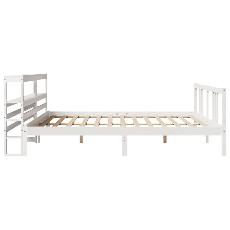 Cadre de lit avec tête de lit sans matelas blanc 200x200 cm - 5