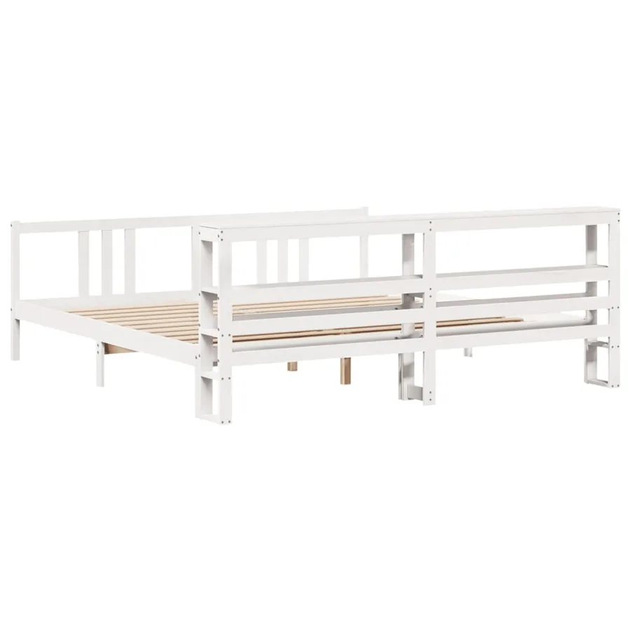 Cadre de lit avec tête de lit sans matelas blanc 200x200 cm - 6