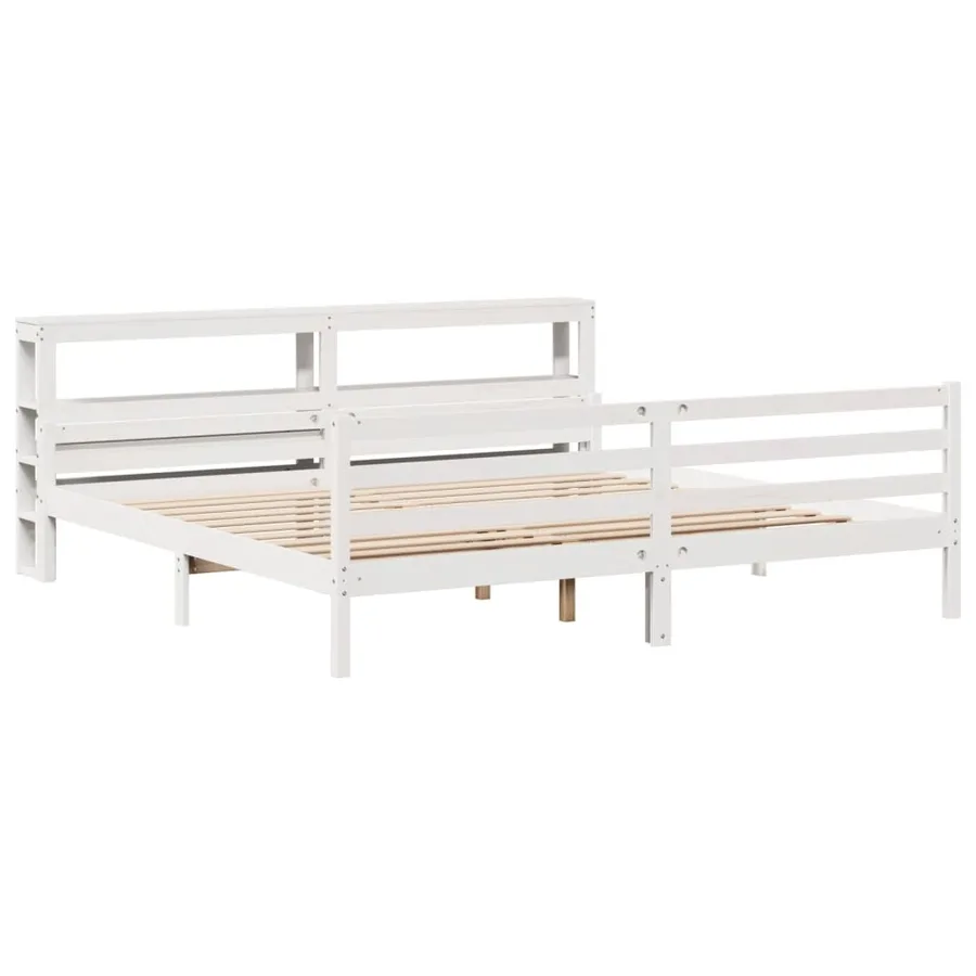 Cadre de lit avec tête de lit sans matelas blanc 200x200 cm - 3