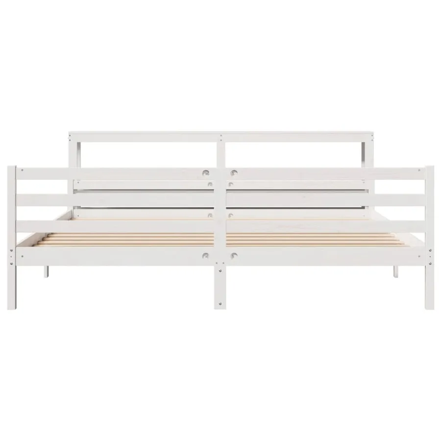 Cadre de lit avec tête de lit sans matelas blanc 200x200 cm - 4
