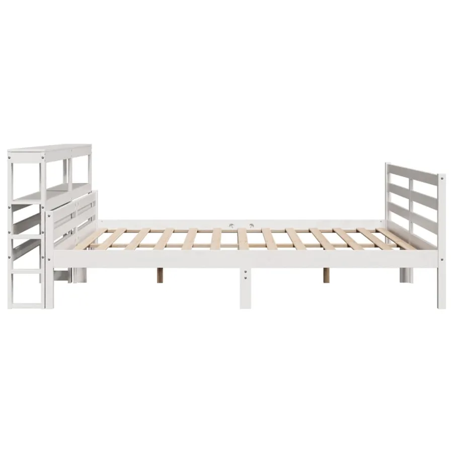 Cadre de lit avec tête de lit sans matelas blanc 200x200 cm - 5