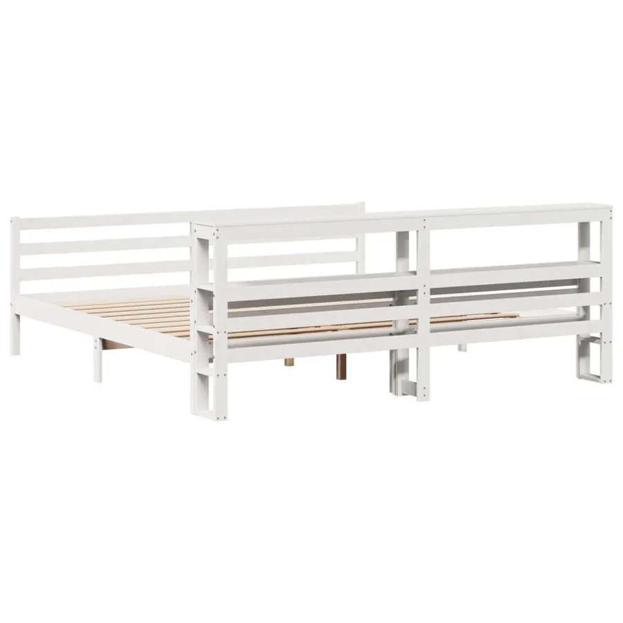 Cadre de lit avec tête de lit sans matelas blanc 200x200 cm - 6
