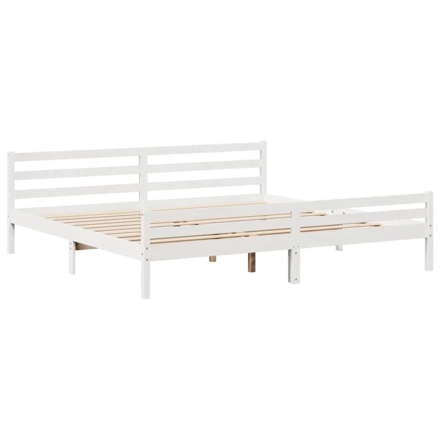 Cadre de lit avec tête de lit sans matelas blanc 200x200 cm - 7