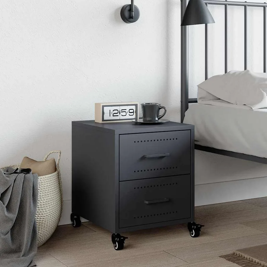 Table de chevet anthracite 36x39x43,5 cm acier - 3