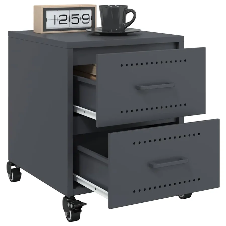 Table de chevet anthracite 36x39x43,5 cm acier - 4