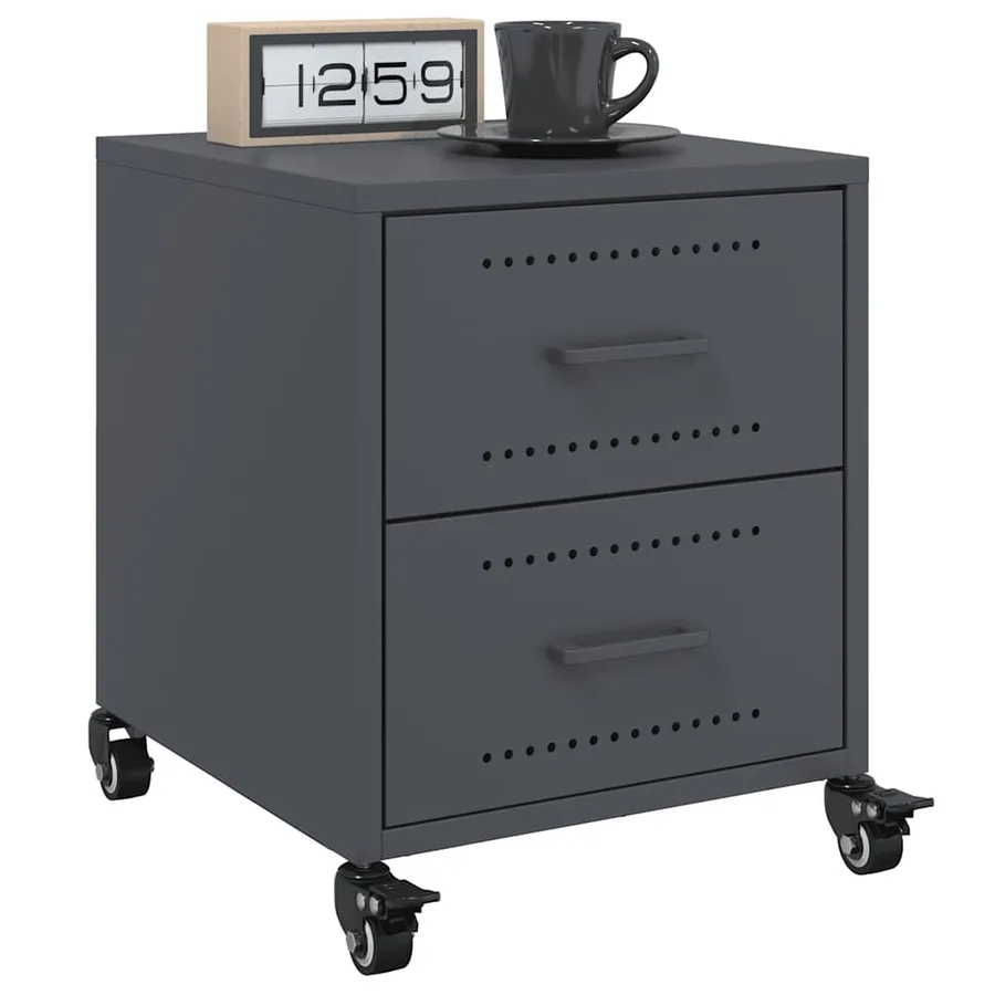 Table de chevet anthracite 36x39x43,5 cm acier - 5