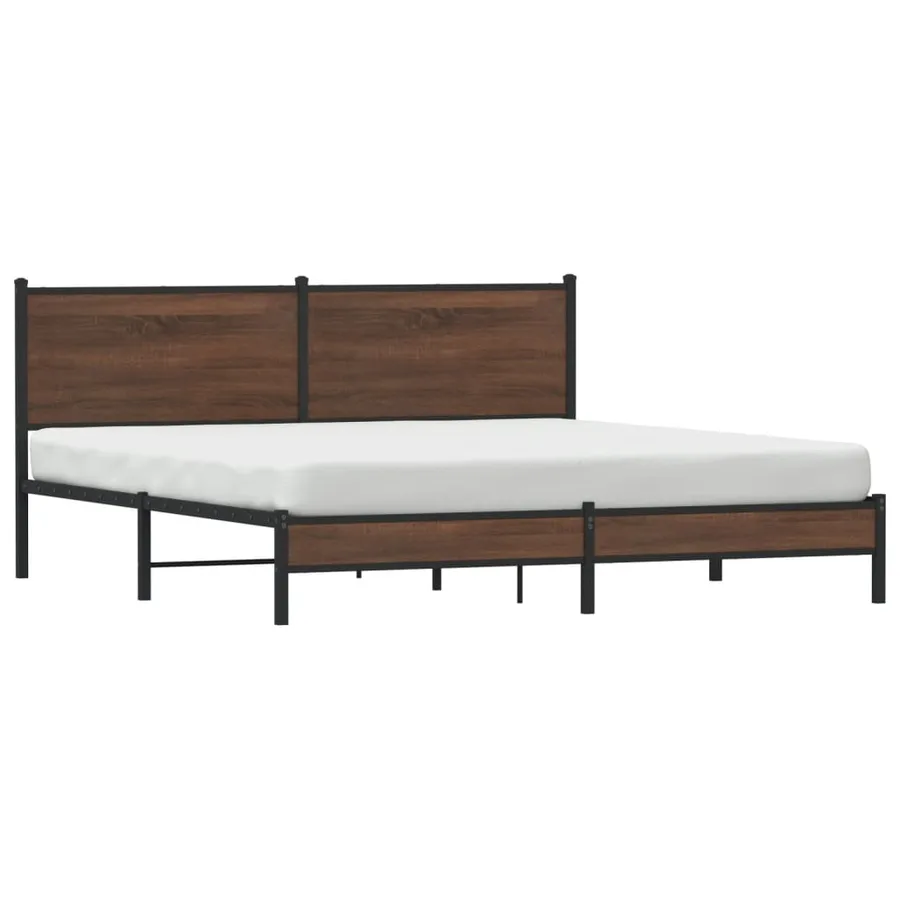 Cadre de lit en métal sans matelas chêne marron 183x213 cm - 4