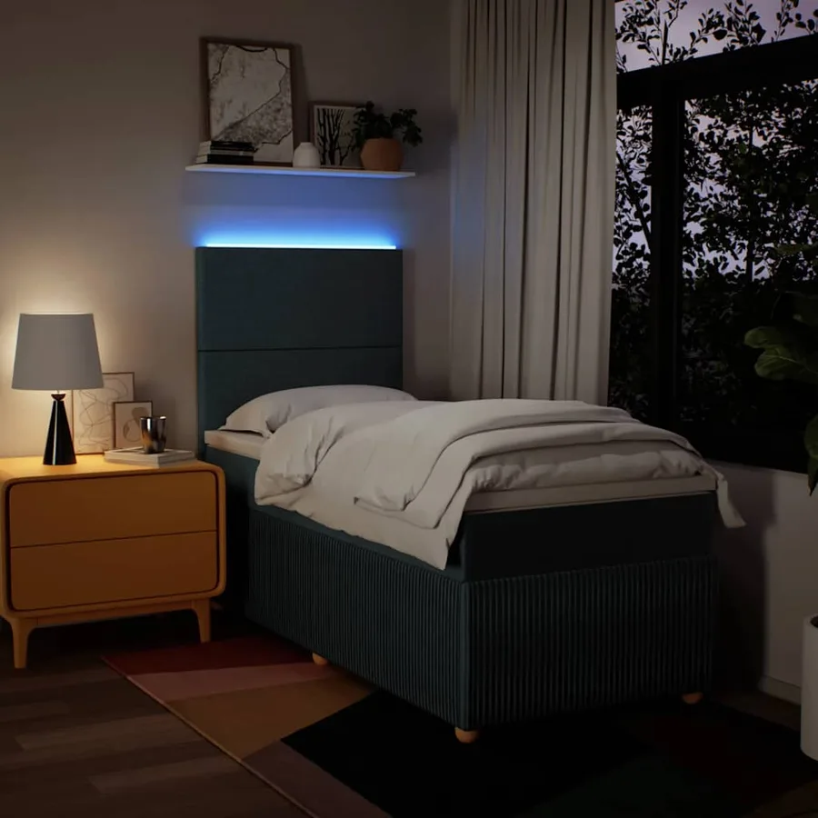 Sommier à lattes de lit avec matelas Bleu 90x190 cm Tissu - 4