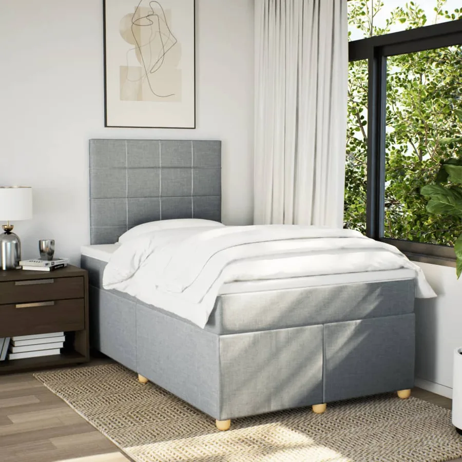 Sommier à lattes de lit avec matelas Gris clair 120x200cm Tissu - 3