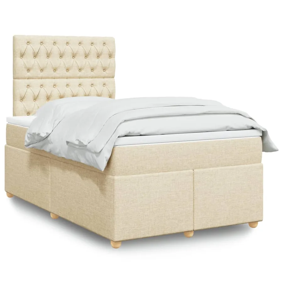 Sommier à lattes de lit avec matelas Crème 120x200 cm Tissu