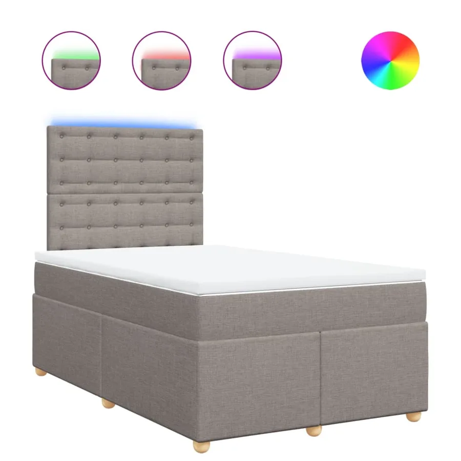 Sommier à lattes de lit avec matelas Taupe 120x200 cm Tissu - 2