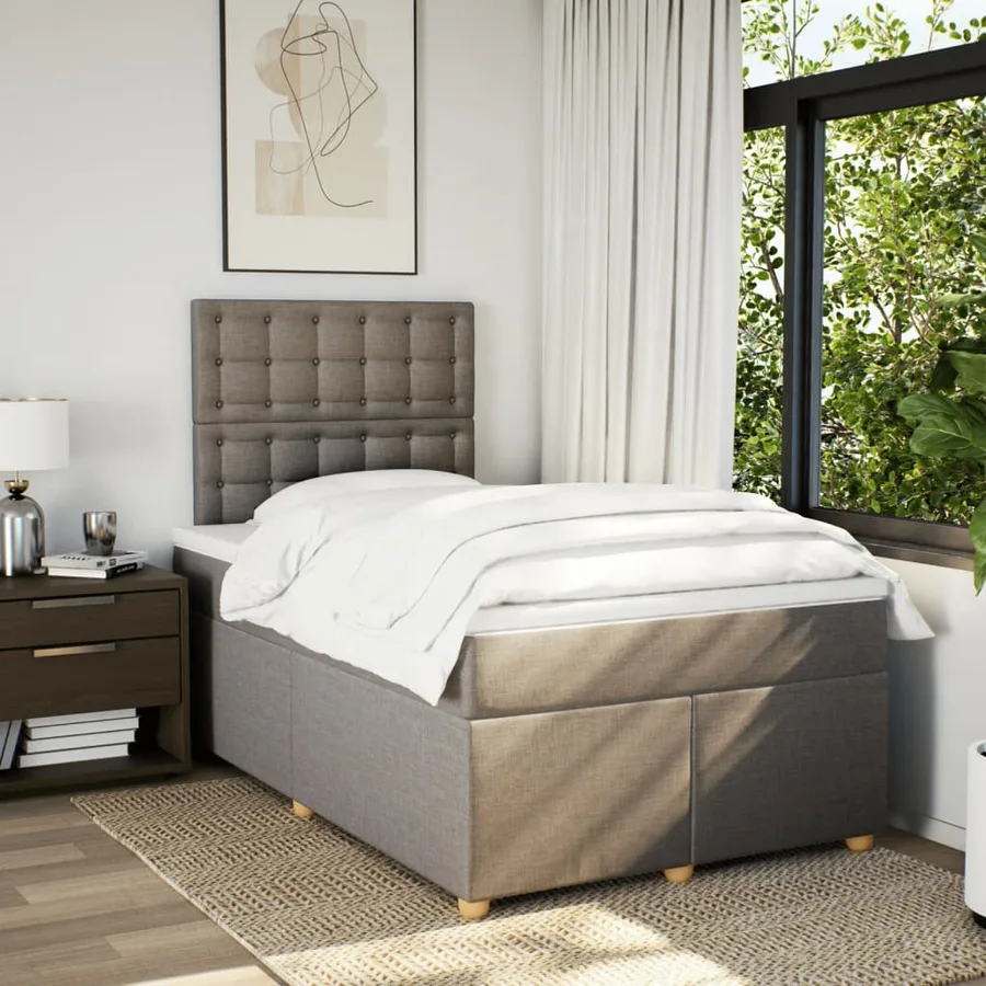 Sommier à lattes de lit avec matelas Taupe 120x200 cm Tissu - 5