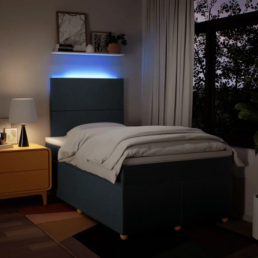 Sommier à lattes de lit avec matelas Bleu 120x200 cm Tissu - 4