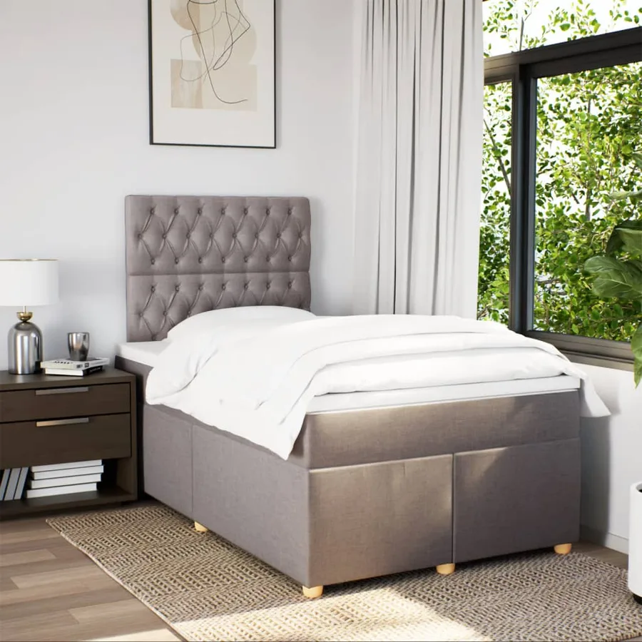 Sommier à lattes de lit avec matelas Taupe 120x200 cm Tissu - 3