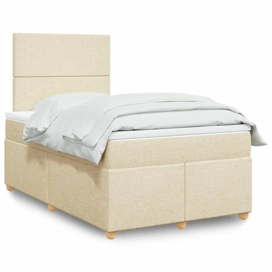 Sommier à lattes de lit avec matelas Crème 120x200 cm Tissu
