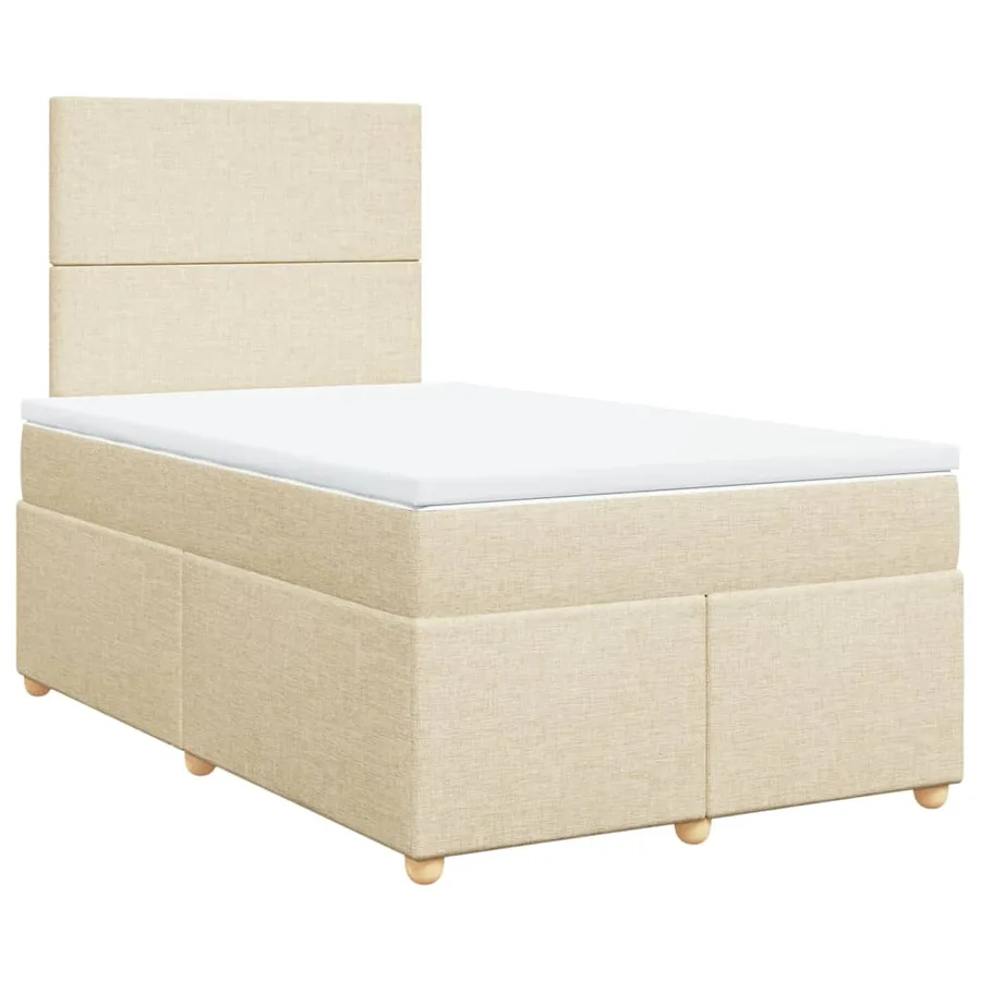 Sommier à lattes de lit avec matelas Crème 120x200 cm Tissu - 2