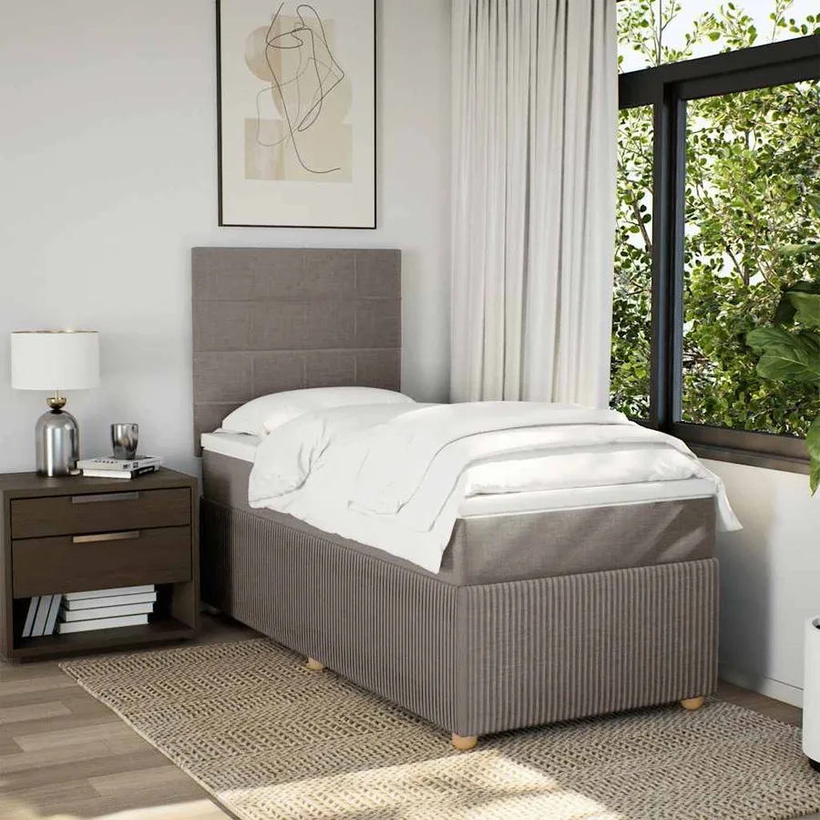 Sommier à lattes de lit avec matelas Taupe 90x190 cm Tissu - 3