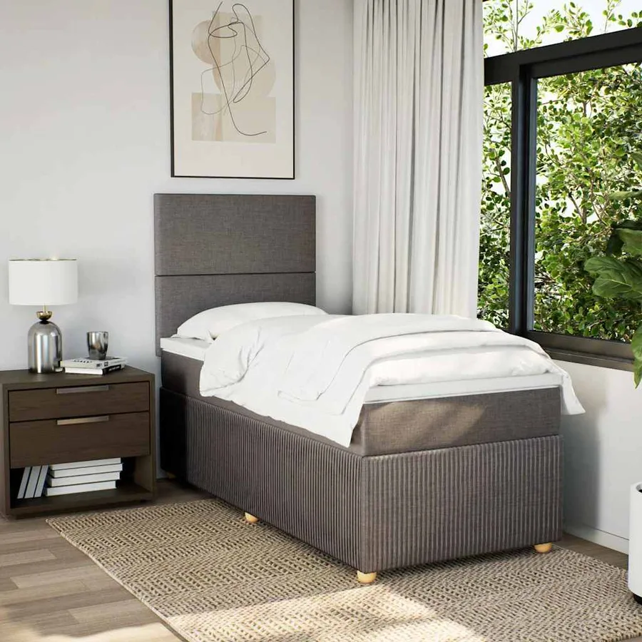 Sommier à lattes de lit avec matelas Taupe 90x190 cm Tissu - 3