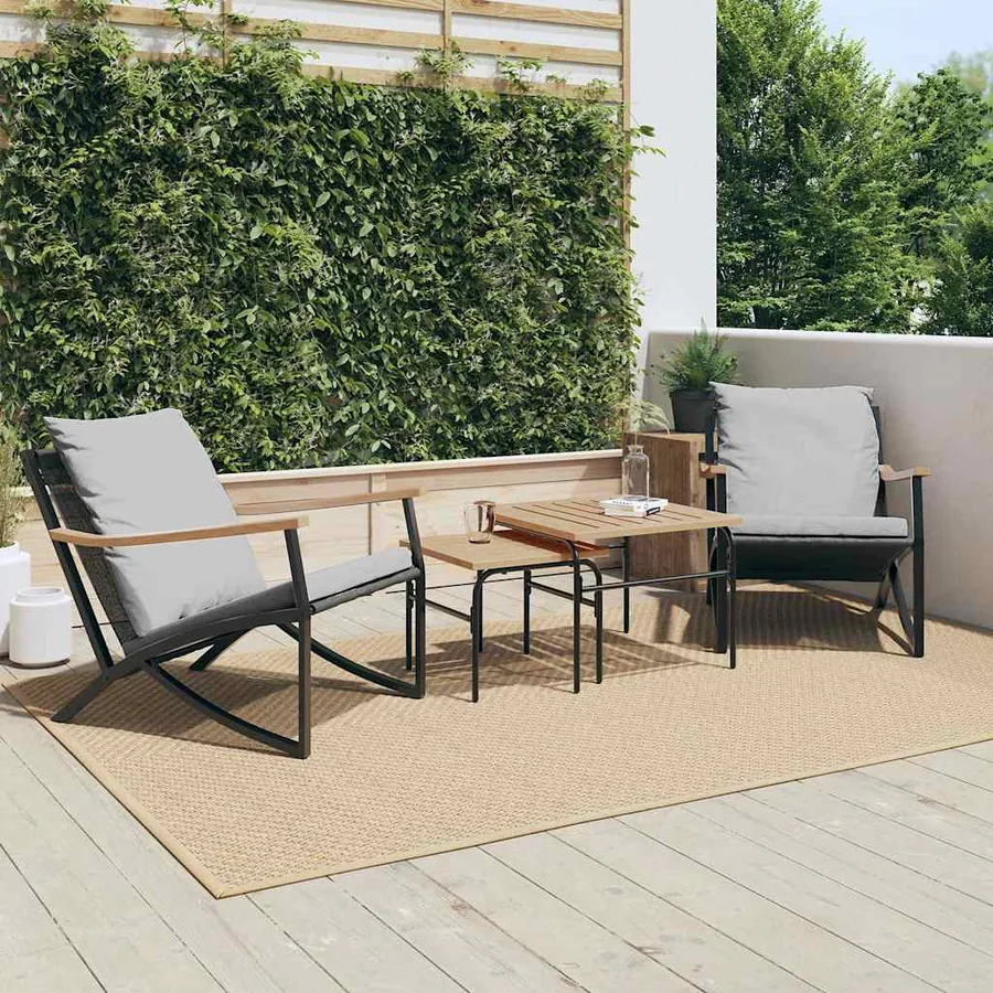 Ensemble de meubles de balcon 4 pcs avec coussins acier noir
