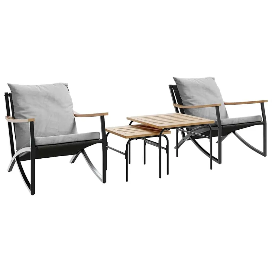 Ensemble de meubles de balcon 4 pcs avec coussins acier noir - 2