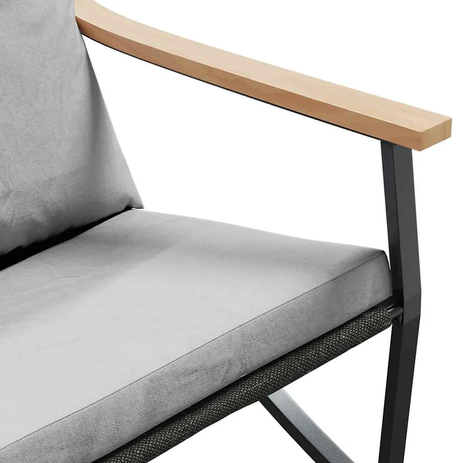 Ensemble de meubles de balcon 4 pcs avec coussins acier noir - 7