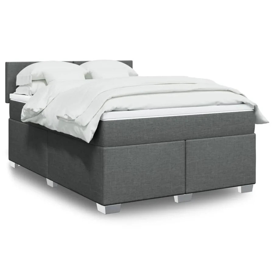 Sommier à lattes de lit avec matelas Gris foncé 140x190cm Tissu