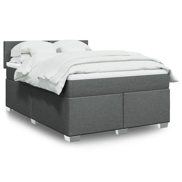 Sommier à lattes de lit avec matelas Gris foncé 140x190cm Tissu