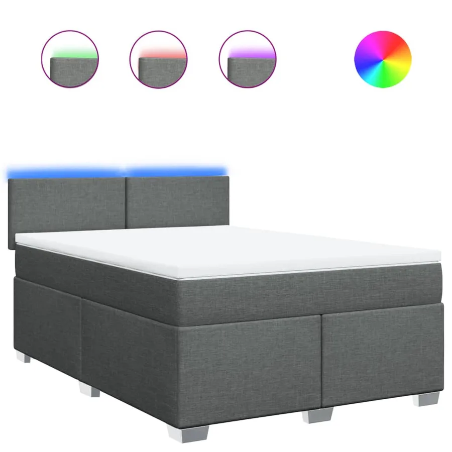 Sommier à lattes de lit avec matelas Gris foncé 140x190cm Tissu - 2
