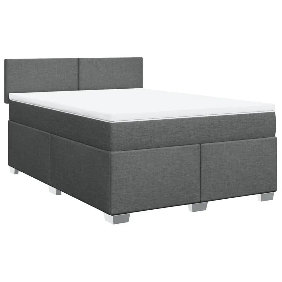 Sommier à lattes de lit avec matelas Gris foncé 140x190cm Tissu - 3