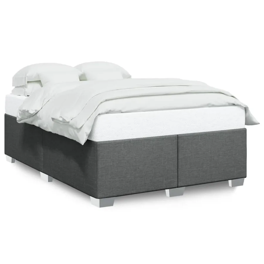 Cadre de lit sans matelas gris foncé 140x190 cm tissu - 2