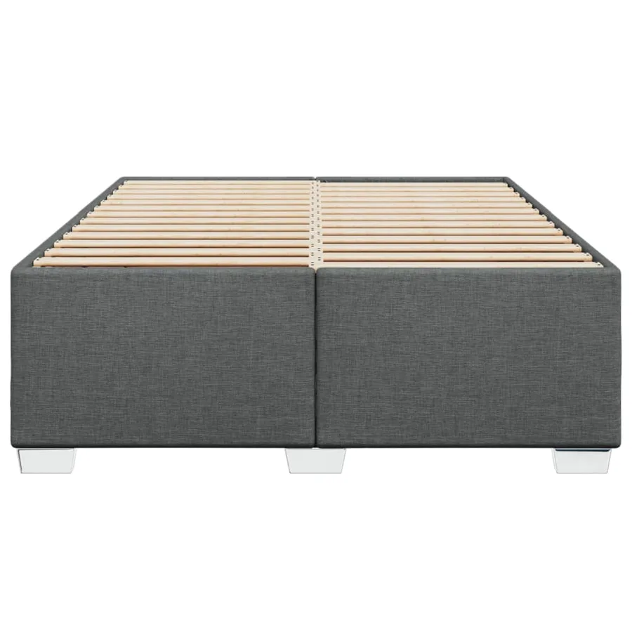 Cadre de lit sans matelas gris foncé 140x190 cm tissu - 4