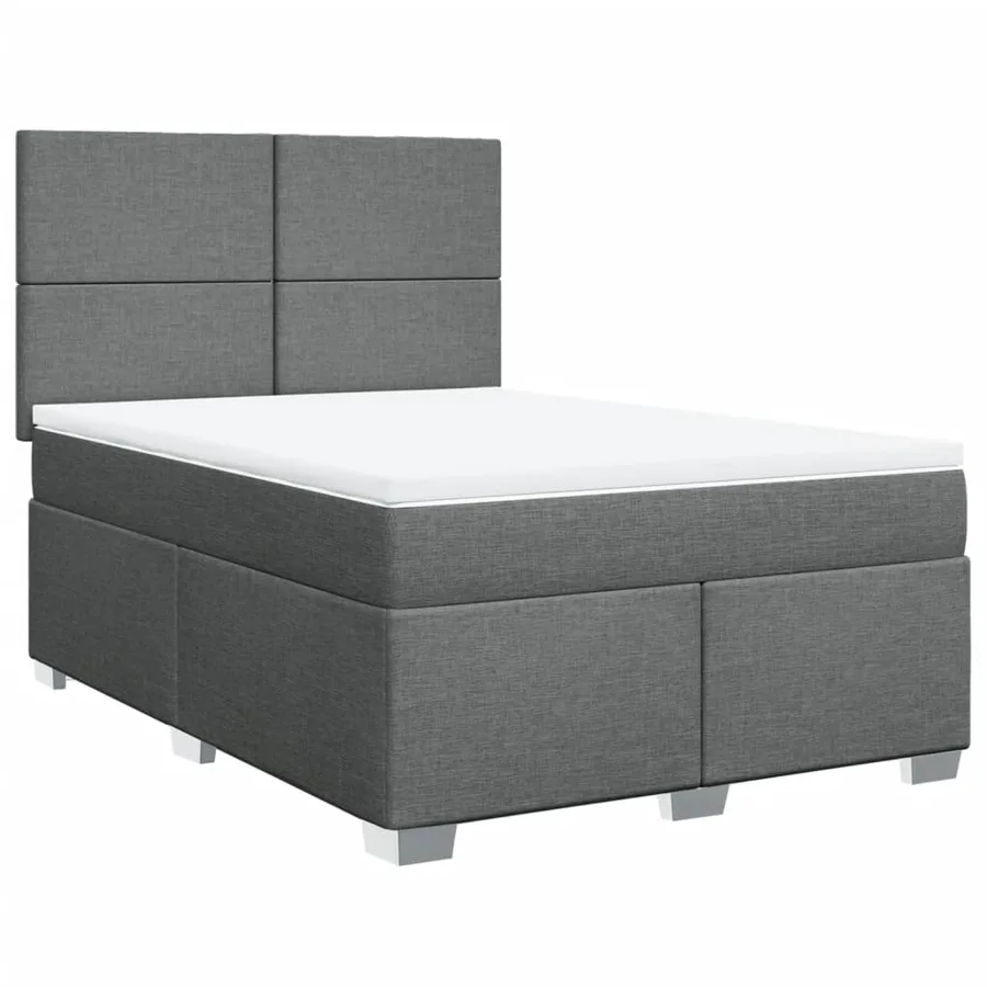 Sommier à lattes de lit avec matelas Gris foncé 140x190cm Tissu - 2