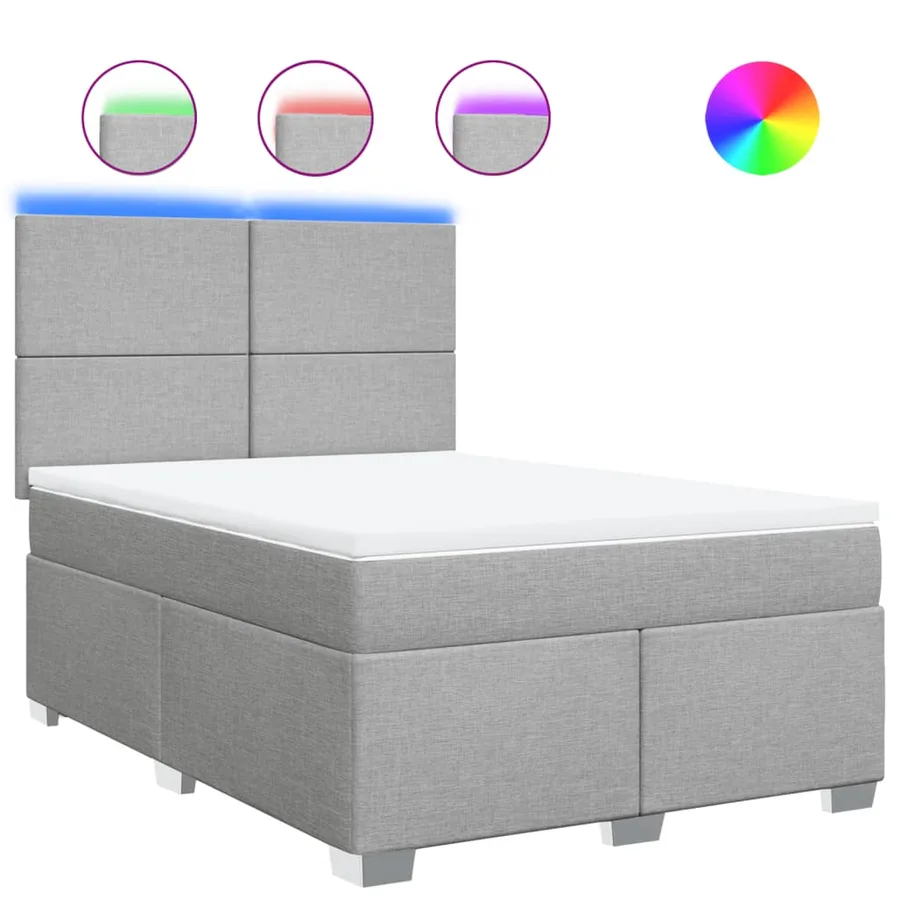 Sommier à lattes de lit avec matelas Gris clair 140x190cm Tissu - 2