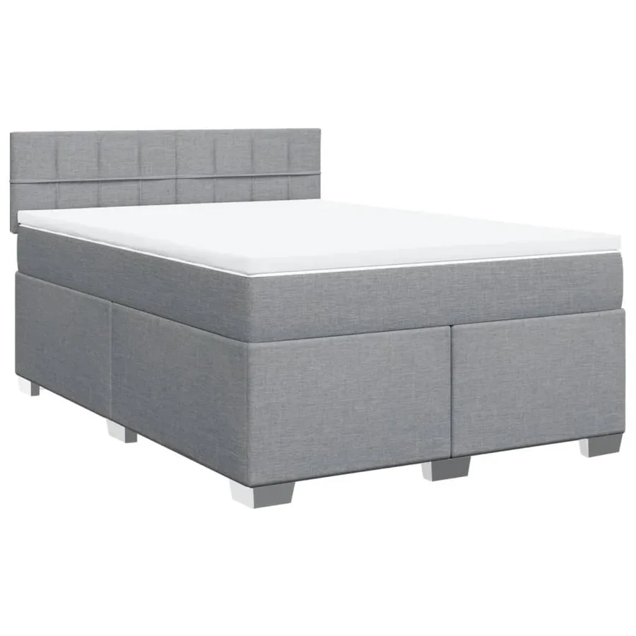 Sommier à lattes de lit avec matelas Gris clair 140x190cm Tissu - 2