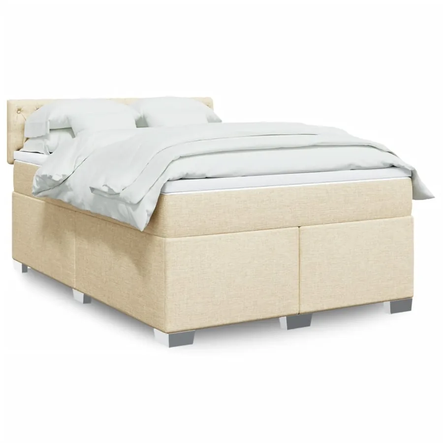 Sommier à lattes de lit avec matelas Crème 140x190 cm Tissu